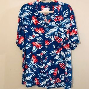 Men’s Short-Sleeve Buttondown Tropical Print Shirt